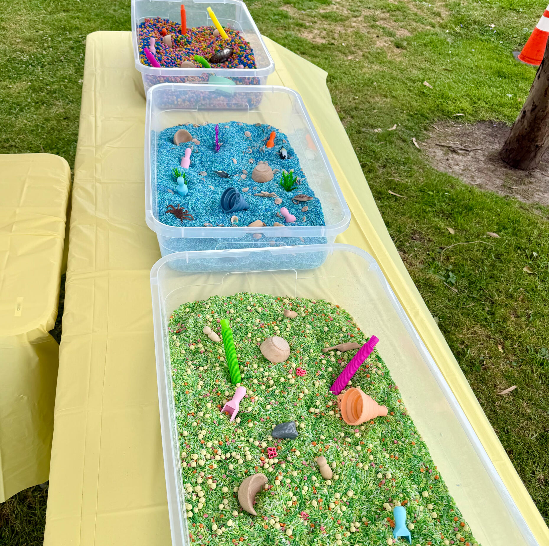 Custom sensory bins for large events, childcard programs, and eldery.